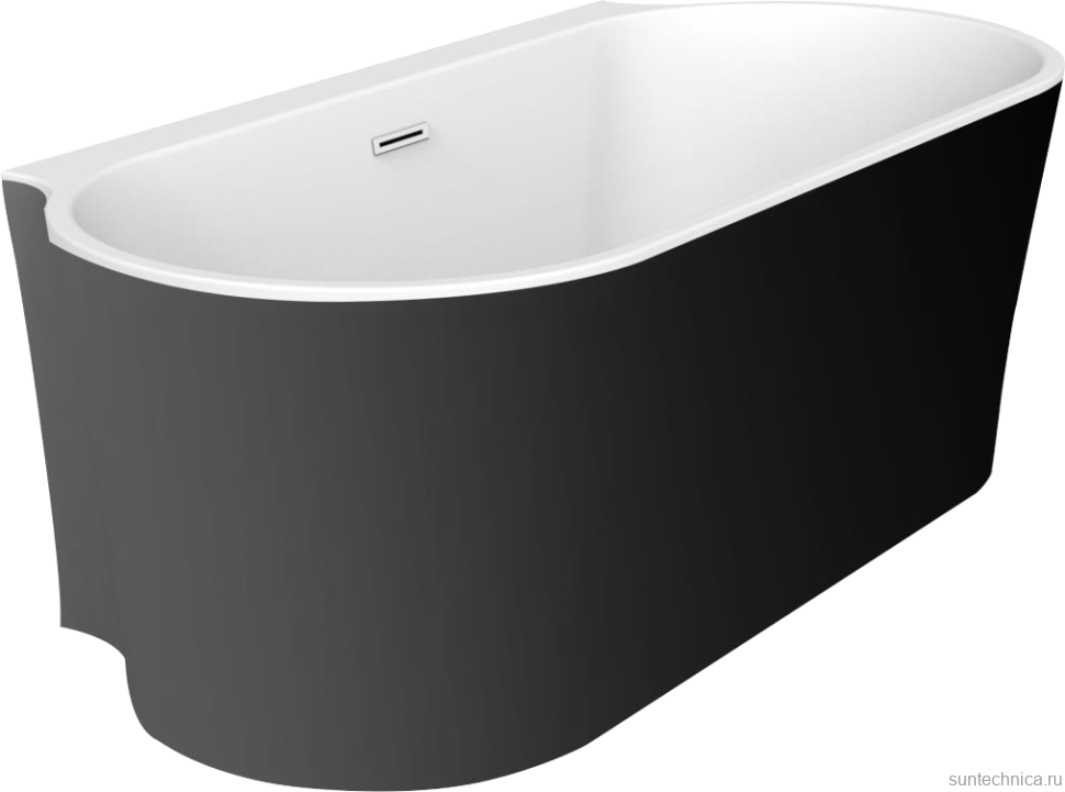 Акриловая ванна BelBagno BB409-1700-800-W/NM 170x80 см, отдельностоящая, черно-белая, овальная, со сливом-переливом