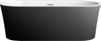 Акриловая ванна BelBagno BB409-1700-800-W/NM 170x80 см, отдельностоящая, черно-белая, овальная, со сливом-переливом