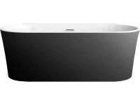 Акриловая ванна BelBagno BB409-1700-800-W/NM 170x80 см, отдельностоящая, черно-белая, овальная, со сливом-переливом