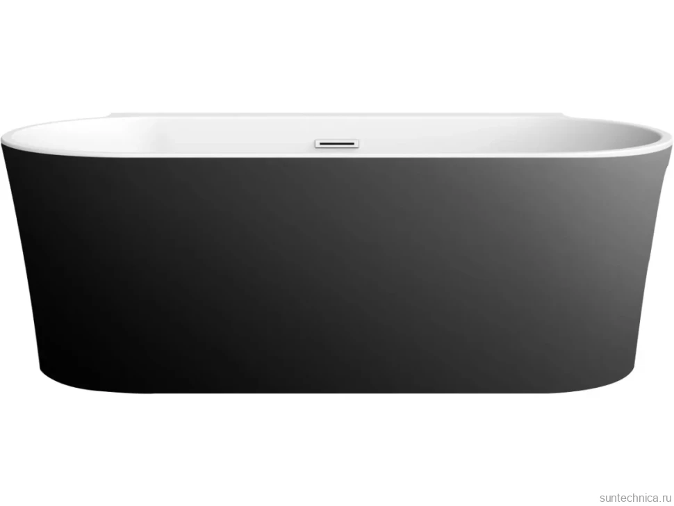 Акриловая ванна BelBagno BB409-1700-800-W/NM 170x80 см, отдельностоящая, черно-белая, овальная, со сливом-переливом