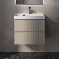 Тумба с раковиной AQUAme S1 60 подвесная, 2 ящика, бежевая