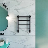 Полотенцесушитель электрический Grota App 430х600 RAL9005 EL 60x45 см, подключение справа, слева, скрытое подключение справа, матовый черный, лесенка, из стали, с полкой