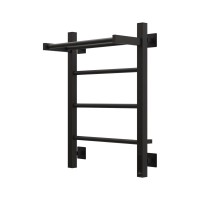 Полотенцесушитель электрический Grota App 430х600 RAL9005 EL 60x45 см, подключение справа, слева, скрытое подключение справа, матовый черный, лесенка, из стали, с полкой