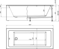 Акриловая ванна Aquanet Grace 312397 170x75 см, пристенная, белая, с каркасом