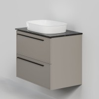 Тумба с раковиной La Fenice Elba Twin 80 подвесная, сappuccino, столешница черный мрамор, раковина белая матовая