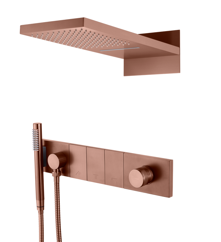 Душевой комплект Boheme Zodiac 132-BRB термостат, С ВНУТРЕННЕЙ ЧАСТЬЮ, brushed bronze