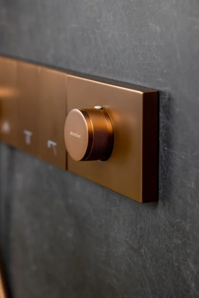Душевой комплект Boheme Zodiac 132-BRB термостат, С ВНУТРЕННЕЙ ЧАСТЬЮ, brushed bronze