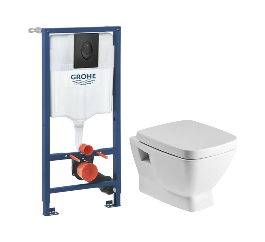 Комплект Унитаз подвесной Santek Нео 1WH302423 с микролифтом + Инсталляция Grohe Rapid SL 1000044 3 в 1 с панелью смыва