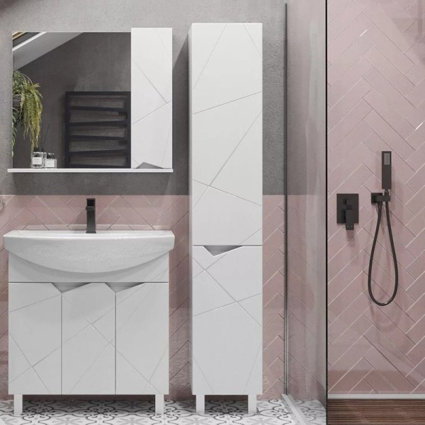 Шкаф пенал для ванной SanStar Каскад напольный, белый