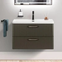 Мебель для ванной комнаты BelBagno Due 80 подвесная, 2 ящика, оружейная сталь