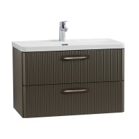 Мебель для ванной комнаты BelBagno Due 80 подвесная, 2 ящика, оружейная сталь