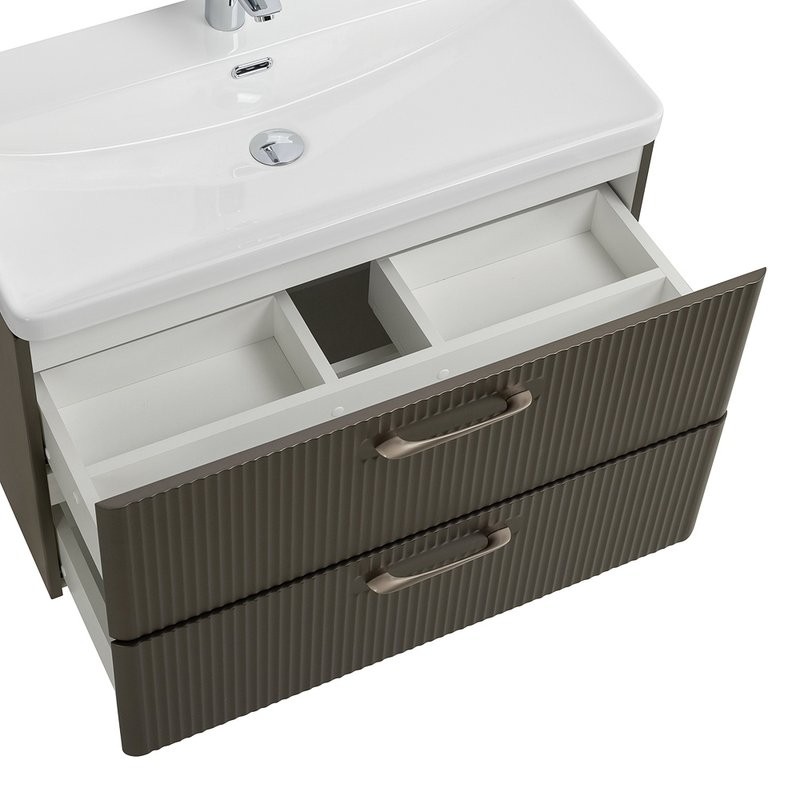 Мебель для ванной комнаты BelBagno Due 80 подвесная, 2 ящика, оружейная сталь