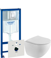 Комплект Унитаз подвесной BelBagno Libero BB11051CH-TOR/SC безободковый + Инсталляция Grohe Rapid SL 38775001 4 в 1 с кнопкой смыва