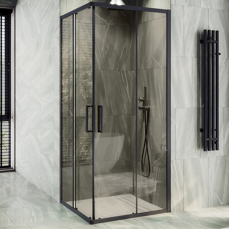 Душевой уголок Maybahglass MGY-1324-6 100 см, профиль черный, стекло прозрачное