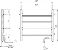 Полотенцесушитель электрический Domoterm Классик DMT 109-4 50x50, черный, R