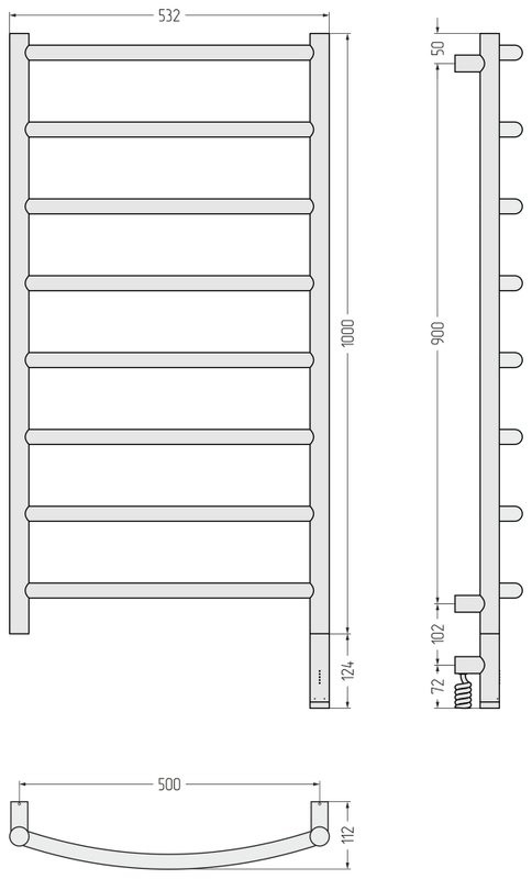 Полотенцесушитель электрический Сунержа Галант 3.1 15-6001-1050 110x55 см, подключение справа, темный титан муар, лесенка