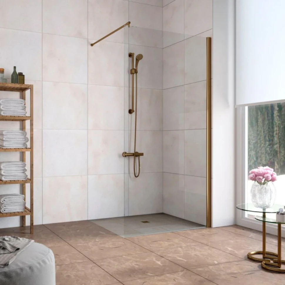 Душевая перегородка Vegas Glass EAF LUX 5 970x199 профиль бронза, стекло прозрачное