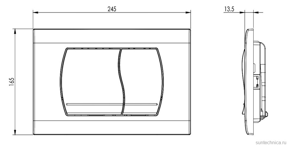 Кнопка смыва для унитаза AQUATEK KDI-0000049 АБС-пластик, цвет матовый черный