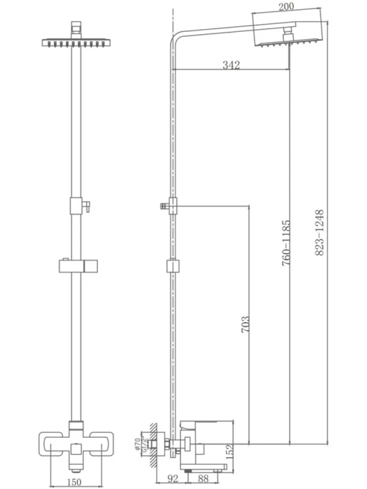Душевая стойка Haiba HB23803-7 черная