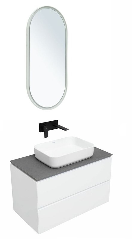 Мебель для ванной комнаты Allen Brau Infinity 85 подвесная, белый матовый, столешница графит структ