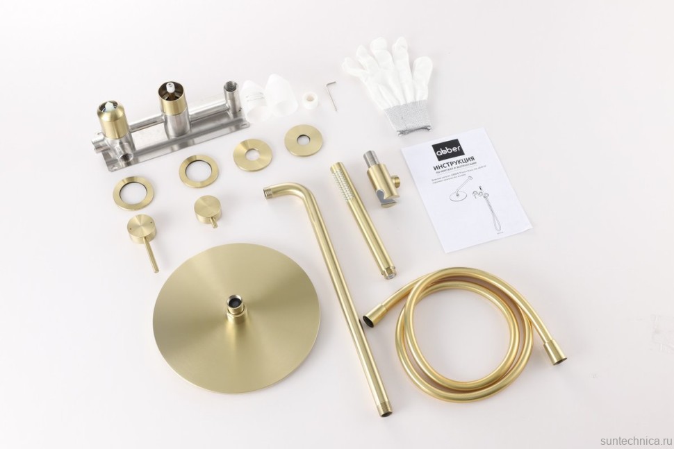 Душевой комплект Abber Wasser Kreis 316 AF8118BG С ВНУТРЕННЕЙ ЧАСТЬЮ, брашированное золото