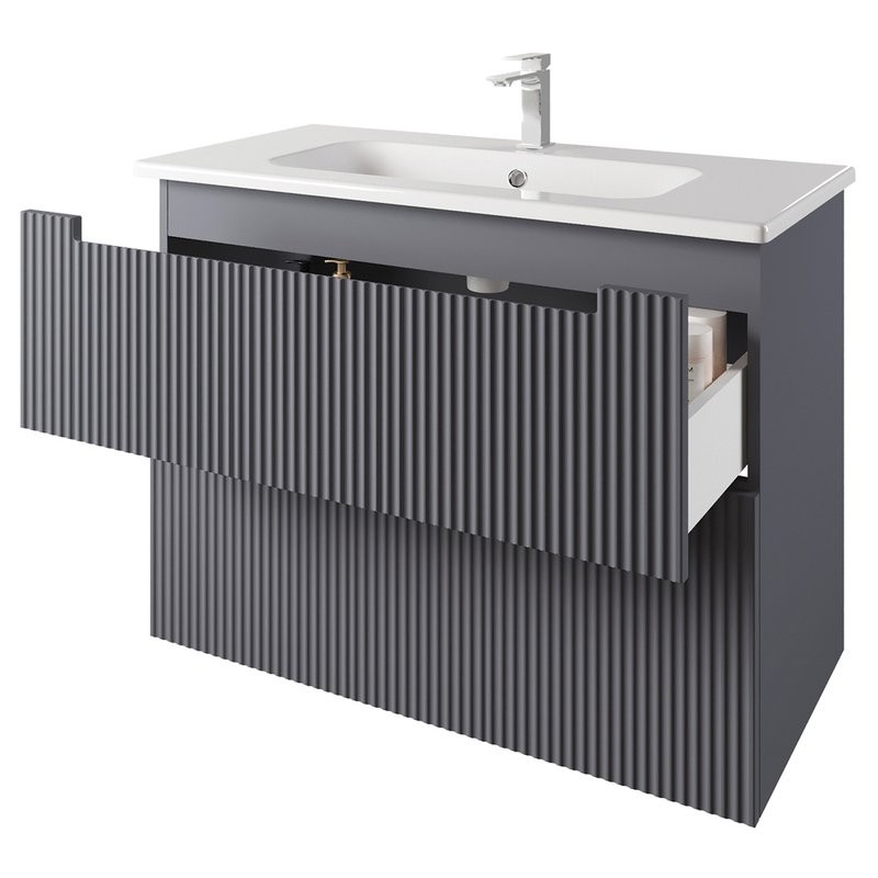 Тумба с раковиной Dreja Euphoria 100 матовый серый базальт