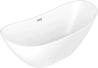 Акриловая ванна Grossman Galaxy GR-2103M 180x75 см, отдельностоящая, белая матовая, овальная, со сливом-переливом, с донным клапаном
