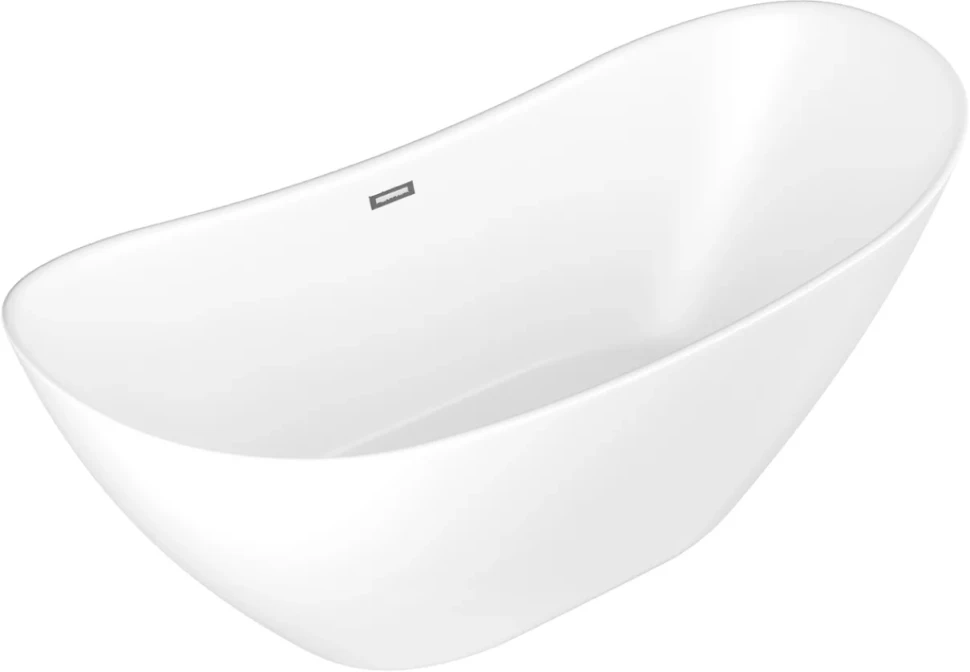 Акриловая ванна Grossman Galaxy GR-2103M 180x75 см, отдельностоящая, белая матовая, овальная, со сливом-переливом, с донным клапаном