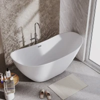 Акриловая ванна Grossman Galaxy GR-2103M 180x75 см, отдельностоящая, белая матовая, овальная, со сливом-переливом, с донным клапаном
