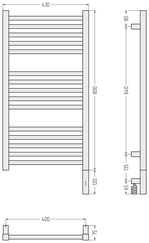 Полотенцесушитель электрический Сунержа Модус 3.1 31-5901-8040 90x45 см, подключение справа, матовый черный, лесенка