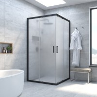 Душевой уголок Vegas Glass Za Novo ZA NOVO 120 02М 10 профиль черный матовый, стекло сатин матовый