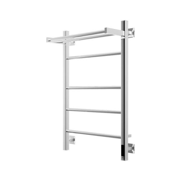 Полотенцесушитель электрический Grota Alto 530х800 NP EL 80x55 см, подключение справа, слева, скрытое подключение справа, глянцевый хром, лесенка, с полкой