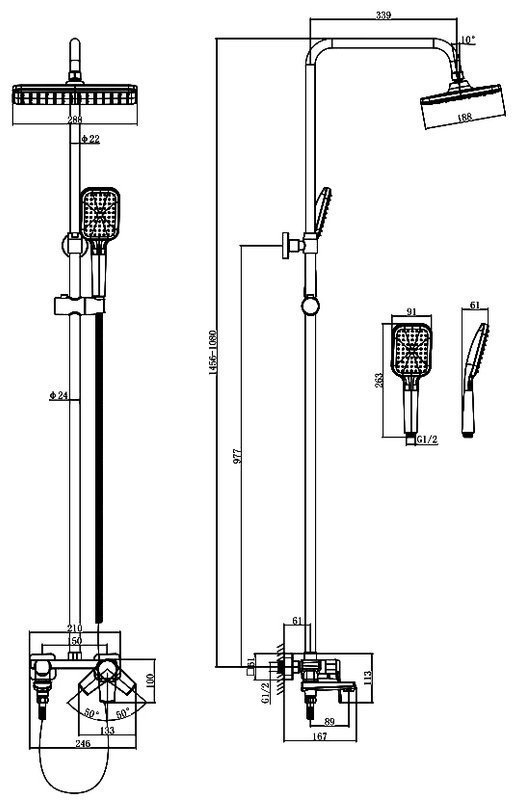 Душевая стойка Cersanit Город (City) 68394 хром
