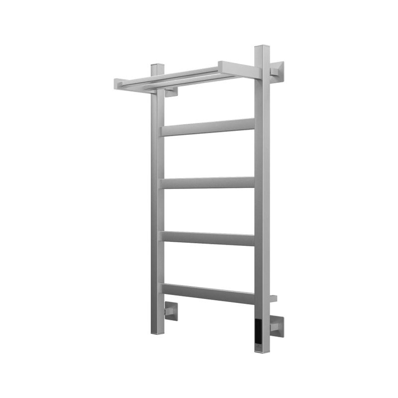 Полотенцесушитель электрический Grota Lore 430х800 NM EL 80x45 см, подключение справа, слева, скрытое подключение справа, матовый хром, лесенка, с полкой