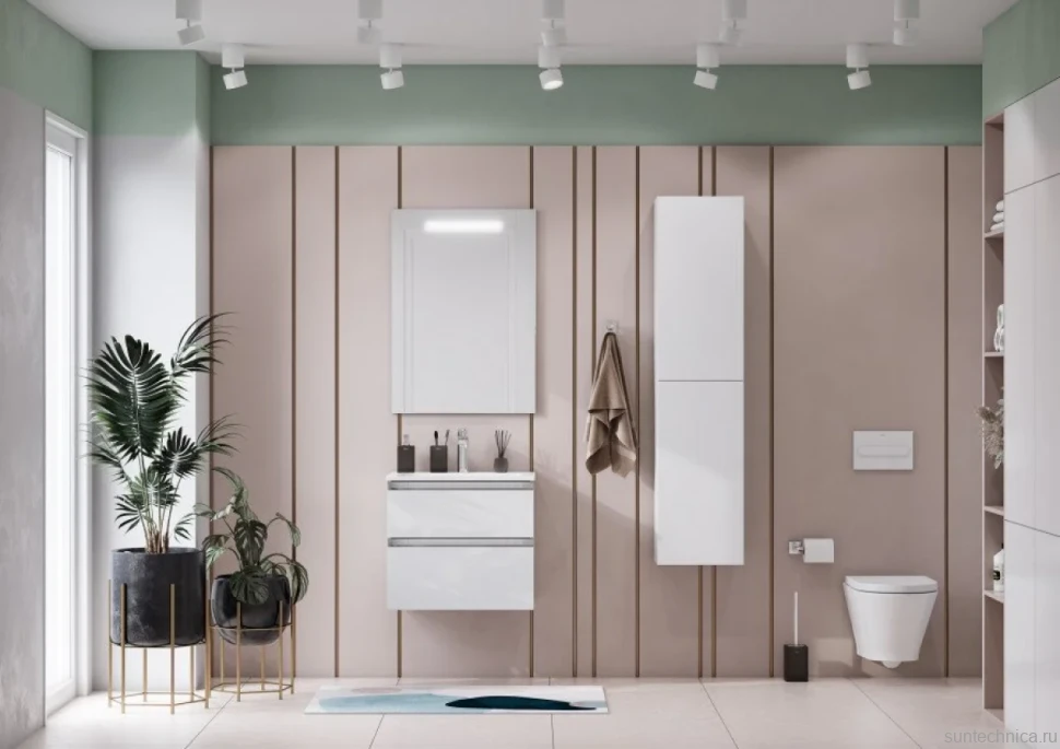Тумба с раковиной Roca The Gap 60 2 ящика, белый глянец, раковина 3279A8000