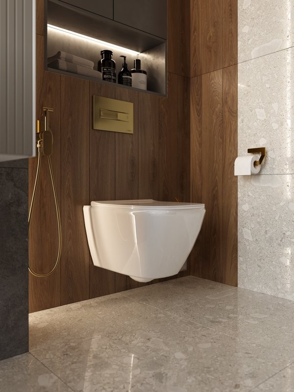 Кнопка смыва для унитаза DIWO 7325 пластик, цвет матовое золото