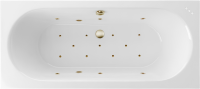 Акриловая ванна Excellent Oceana Relax 170x75 см, встраиваемая, с гидромассажем, белая, с каркасом, со сливом-переливом, фурнитура бронза