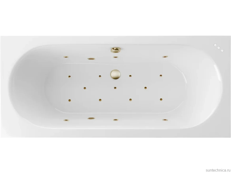 Акриловая ванна Excellent Oceana Relax 170x75 см, встраиваемая, с гидромассажем, белая, с каркасом, со сливом-переливом, фурнитура бронза