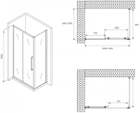 Душевой уголок Abber Schwarzer Diamant AG30160BH-S100B 160x100, профиль черный, стекло прозрачное