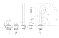 Смеситель на борт ванны Abber Perfekte 316 AF8113BGG оружейная брашированная сталь