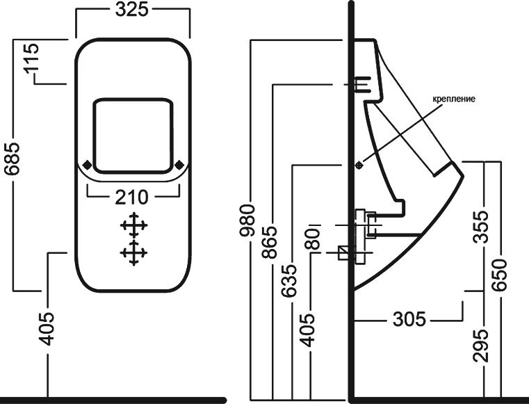 Писсуар подвесной Hatria Fusion Q YXC301 сенсорный, белый