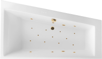 Акриловая ванна Excellent Sfera Slim Relax R 170x100 см, угловая, правая, встраиваемая, с гидромассажем, белая, асимметричная, с каркасом, со сливом-переливом, фурнитура золото