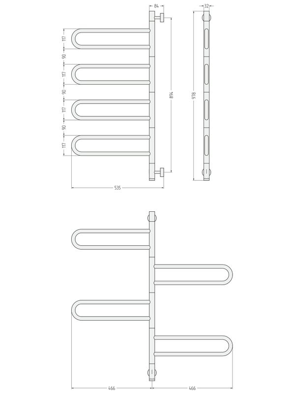 Полотенцесушитель электрический Сунержа Парео 4.0 30-0823-0978 100x50 см, скрытое подключение, матовый белый, E-образный