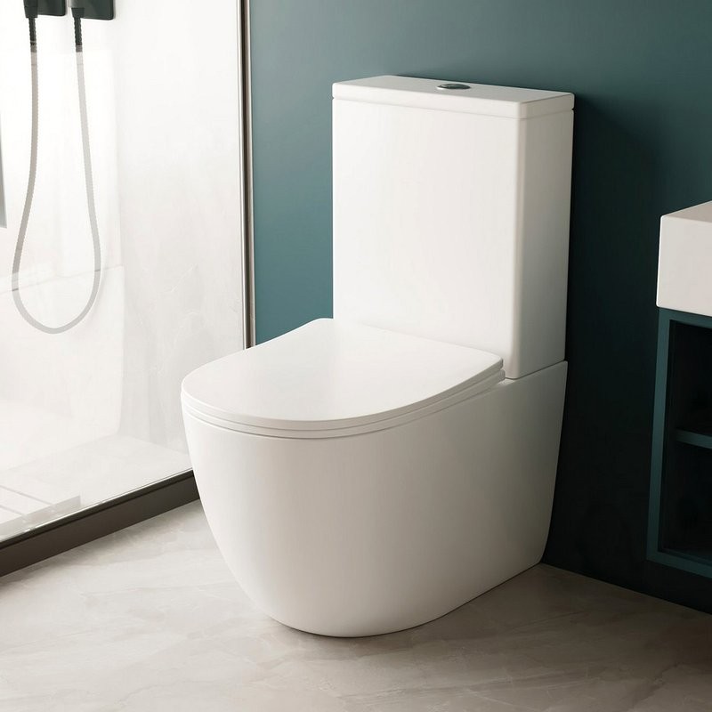 Унитаз-компакт напольный Abber Bequem AC1110 безободковый, с микролифтом, белый