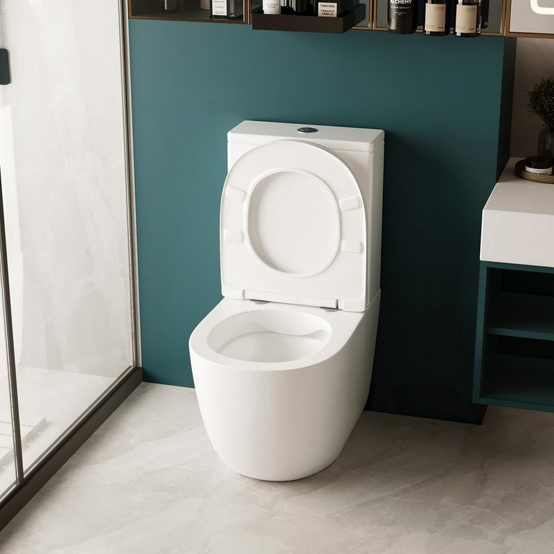 Унитаз-компакт напольный Abber Bequem AC1110 безободковый, с микролифтом, белый