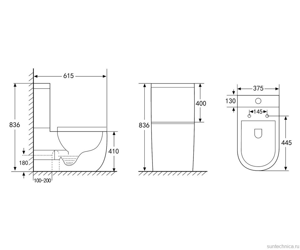 Унитаз-компакт напольный Abber Bequem AC1110 безободковый, с микролифтом, белый