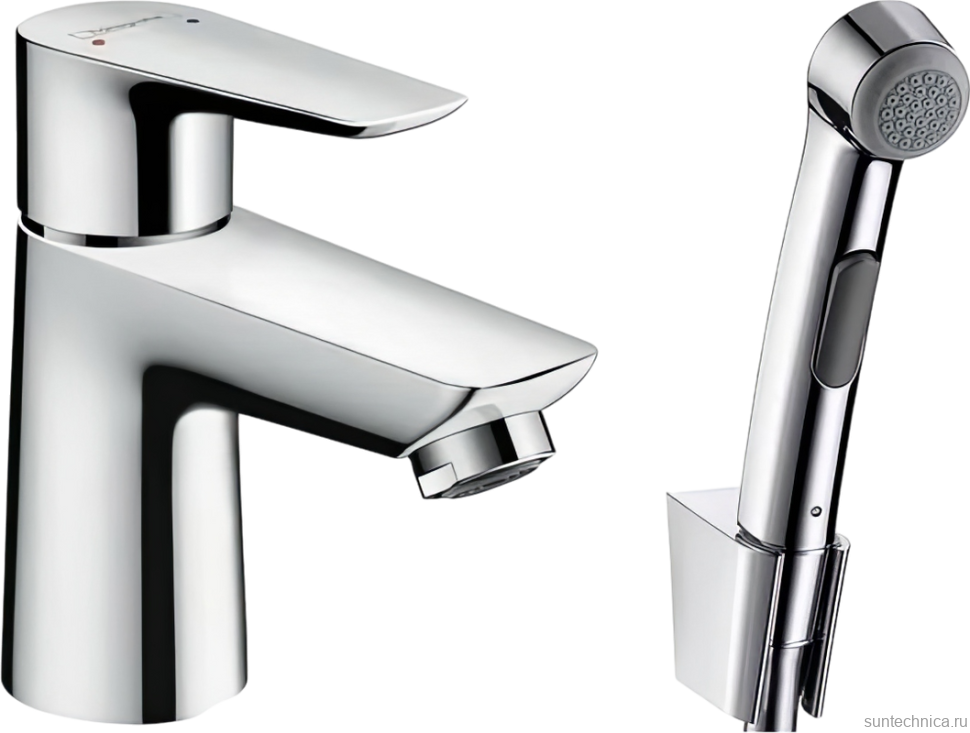 Смеситель для раковины Hansgrohe Talis E 71729000 с гигиеническим душем, с донным клапаном Push-Open