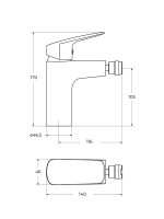 Смеситель для биде BelBagno Due DUE-BD-GM-W0 оружейная сталь Смеситель для биде BelBagno Due DUE-BD-GM-W0 оружейная сталь