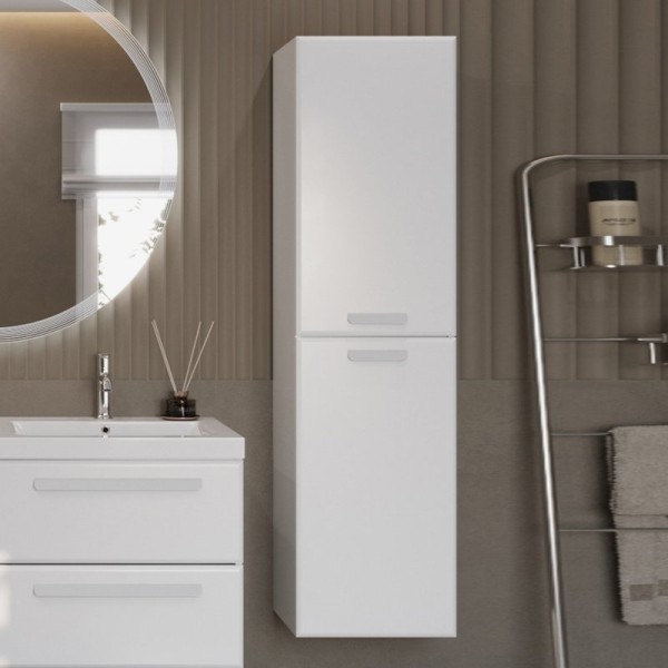 Шкаф пенал для ванной Cezares Eco 40 универсальный ручки сатин, bianco lucido