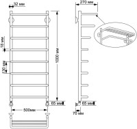 Полотенцесушитель водяной Secado Мерида 2 105x55 см, бронза, лесенка, латунь, с полкой